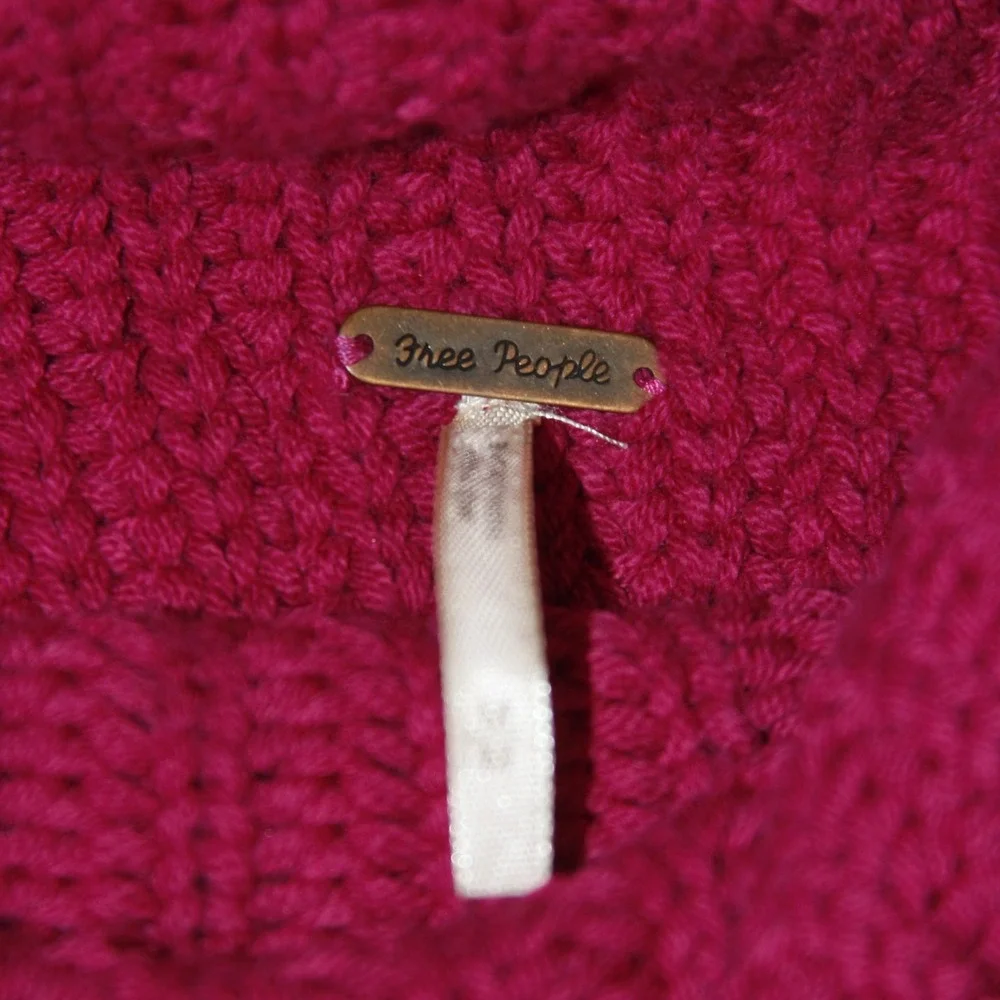 Free People Swim Too Deep Sweater Womens M Pink Oversized Ribbed Mock Neck Tunic